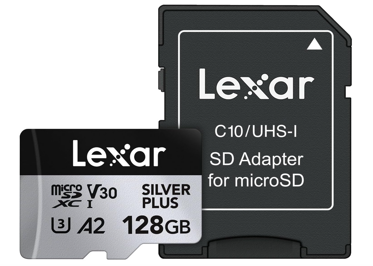 Lexar 128GB Professional Silver Plus microSDXC Memory Card w/SD Adapter