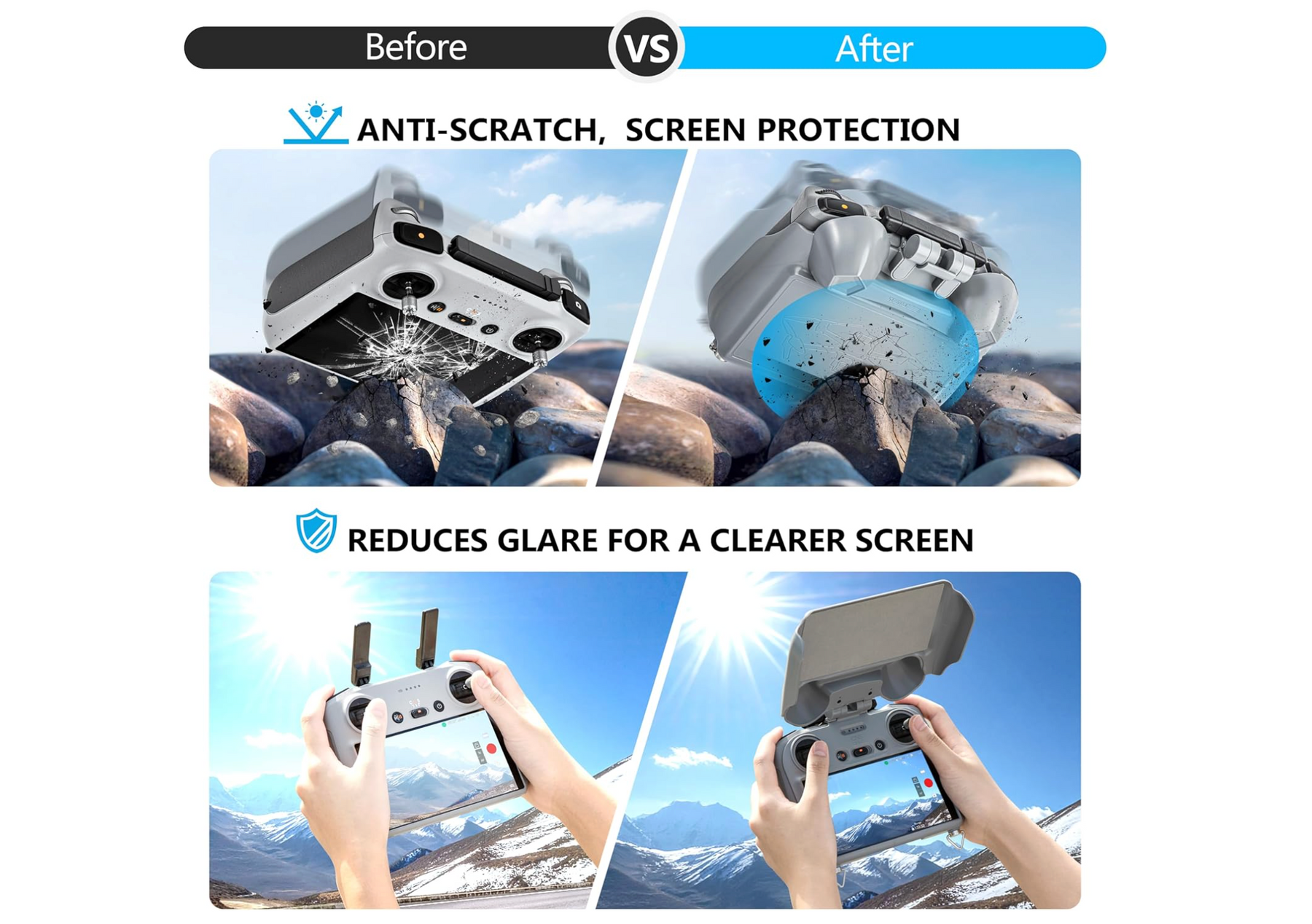 Updated 2-in-1 Sun Hood and Screen Protector for DJI RC 2/ DJI RC
